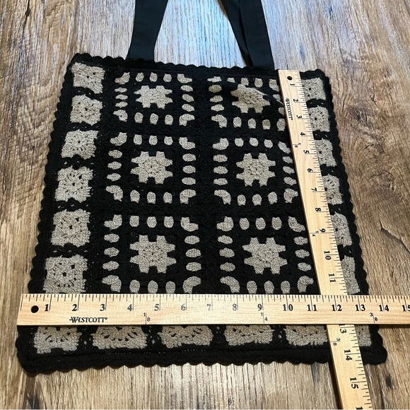 Samansa Mos2 Crotched Tote Shoulder Bag Black Preowned - Picture 3 of 8